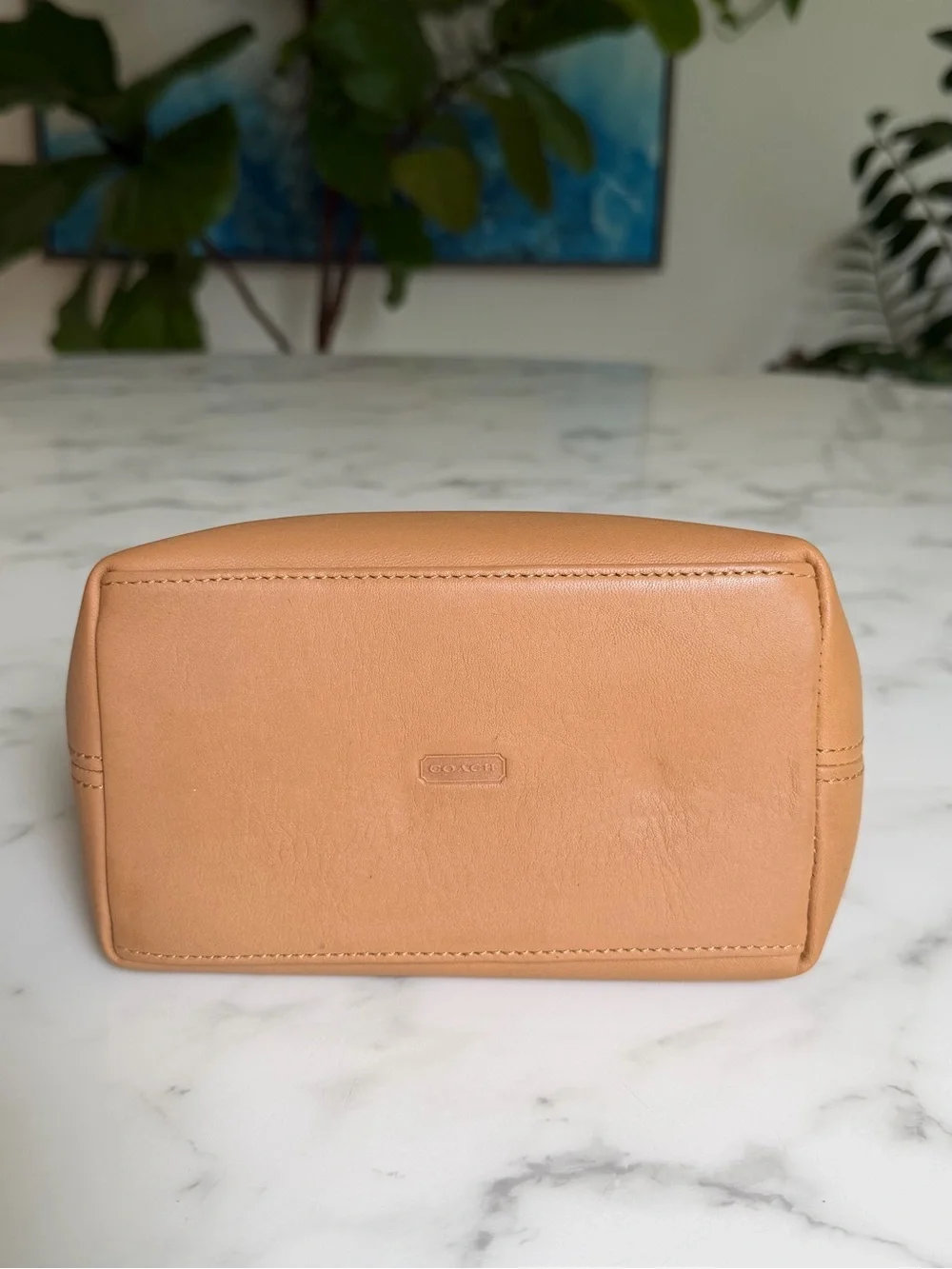 Coach Vintage Classic Pouch 6929 Camel Tan Leather Convertible Demi Bag Pochette